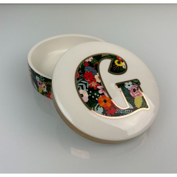 Mia Charro "G" Trinket Ceramic Pocelain Box, Floral Print Initial Pretty Gift - Picture 10 of 13